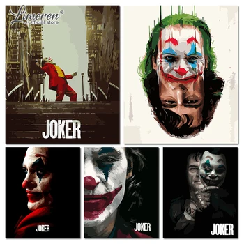 DIY Okvir Olje, Barvanje Z Številkami Na Platno 2019 Joker Film Wall Art Slike, Barvanje Z Številke Za Dnevni Sobi Doma Dekor