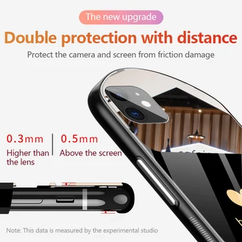 Luksuzni Srčkan Ovalne Nasmeh, Kaljeno Steklo Primeru Telefon Za iPhone 12 11 Pro Max XSmax XR X SE 8 7 6 Plus Ogledalo Silikonski Pokrov