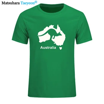 2020 Poletje harajuku Slog T-shirt Kratek Rokav Zemljevid Avstralije Kangaroo Natisnjena Tshirt Moški Bombaž Kul Vrhovi Tees fant darilo