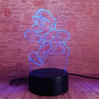 Super Bowser Koopa Model 3D Iluzije LED Nočna Pisane Utripajoča Lučka Sveti Super Yoshi Bross Anime Slika Igrače za Otroke