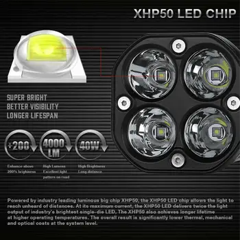 2PCs XHP50 40w Delovna Lučka LED Stroki lightbar Žaromet Nepremočljiva Luči v Sili Vožnje, Off Road Luči Padec Ladijskega prometa