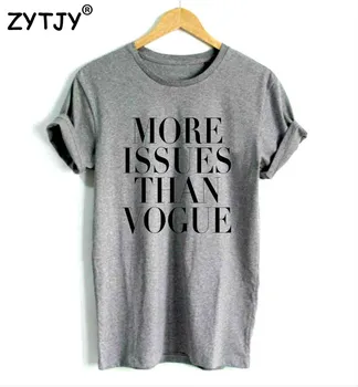 Več Vprašanj, Kot so Vogue Črke Natisni Ženske Tshirt Bombaž Športna Majica Bela Črna Siva Vrh Tees Hipster Tumblr TZ153-131