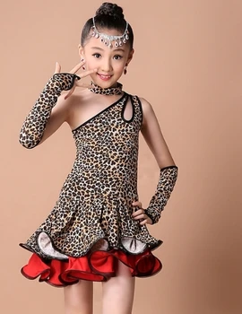 Zebra/Leopard Seksi Singel Ramenski Latinsko Plesno Obleko Dekleta, Salsa/Samba Fazi Kostume Tango Oblačila F Otroke Dvorana Oblačila