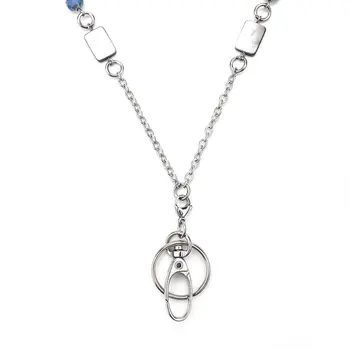 Moda Vrvica za opaljivanje tega Ogrlica Pisane Žensk ID Značko Imetnik Ogrlica z Breakaway Varnostno Zaponko z modro kristalno kroglice