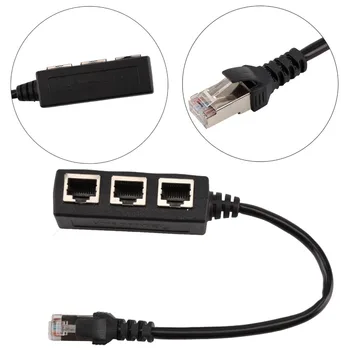 1 do 3 Vtičnico LAN Ethernet Omrežja RJ45 Vtič Splitter Podaljšek Adapter Računalnik Priključek Kabla Črna GT