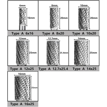 XCAN Dvojni Rez Karbida Burrs 6 mm Kolenom Vnesite Rotacijski Rezkanje Rezalnik Carving Bitni Rotacijski Burr Datoteke