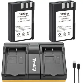 Probty 2x 2400mAh EN-EL9 SL EL9 ENEL9 Akumulatorsko Baterijo Fotoaparata + USB Dvojni Polnilec Za Nikon D40 D40X D60 D3000 D5000 Bateria