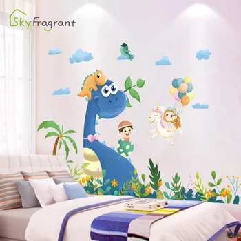 Ustvarjalne risanka dinozaver stenske nalepke fantje soba dekoracijo samolepilne spalnica steno doma dekor dekor nalepke za otroke sobe