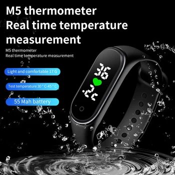 M5 Pro Fitnes Pametno Gledati Nadzira Telesno Temperaturo Smart Band Nepremočljiva Šport Smartwatch za Moške in Ženske Mi Pasu 5 Ura
