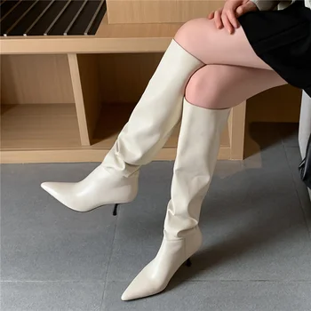 MORAZORA 2020 Velikost 33-43 Pravega Usnja ženske škornji stiletto petah konicami prstov dame čevlji zimski barva kolena visoki škornji