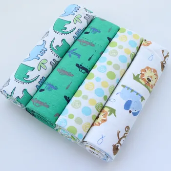NOVO 4PCS/Paket Bombažna Flanela Prejema prešito Odejo Novorojenčka Pisane Cobertor Baby Bedsheet Supersoft Bebe Odejo 76x76cm
