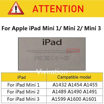 Prilagodljiv Auto Sleep /Wake UP Tablet PC Ohišje Za iPad Mini 1 A1432 A1454 A1455/Mini 2 A1489 A1490 A1491 Za iPad Mini 3 7.9 Pokrov