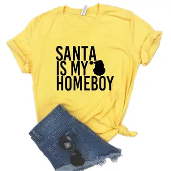 Santa Je Moj Homeboy božič Tiskanja Ženske Tshirts Bombaž Priložnostne Smešno Majica s kratkimi rokavi Za Lady Yong Dekle Top Tee Hipster 6 Barvo NA-880