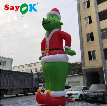 Napihljivi Božič Grinch kot Santa 10 m&28ft Visok Božični Okraski z Belo Svetlobo za Shranjevanje Domačem Dvorišču
