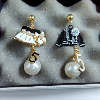 Sodobni korejski design golden pearl uhan za ženske, številka 5 skp aretes de acero inoxidable par mujer