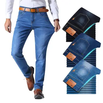 2020 Pomlad in Poletje Novih Moških Tanek Jeans Business Casual Stretch Slim Traper Hlače Svetlo Modro Črne Hlače Moške blagovne Znamke