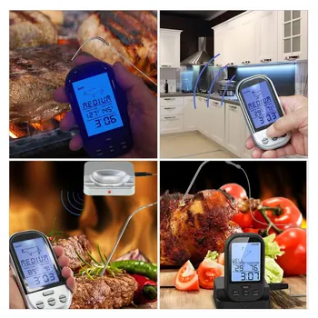 Digitalni BBQ Termometer Mobilna Kuhinjska Pečica Hrane, Kuhanje Žar Kadilec Mesa Termometer s Sondo & Programirano Temperaturo Alarm