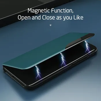 Pu usnje pametno okno za prikaz magnetnega flip telefon zajema ohišje za samsung galaxy a12 12 12a sm-a125f/dsn 6.5