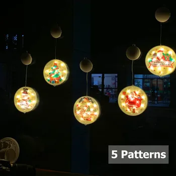 Vila Luči 3D Oknu Visi Svetilka Dekorativne LED Luči Santa Claus Za Prostor Garland 3D Božični Okraski Za Dom