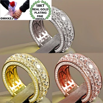 OMHXZJ Debelo RR1170 Evropske Ženska Moda Dekle Stranka Rojstni dan, Poročno Darilo Krog AAA Cirkon 18KT Zlato White Rose Gold Ring