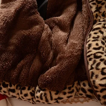 Zgostitev Zimski Veter Toplo Baby Dekleta Volnene Plašč Leopard Tiskanja Otrok Vrhnja oblačila Za 70-130 cm
