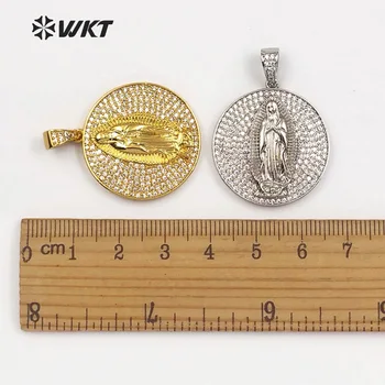 WT-MP106 WKT Klasičnih krog mikro-vdelan kubičnih itrij oksida zlato dve barvni portret vzorec ženske obesek nakit