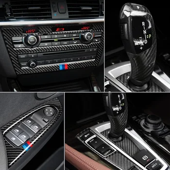 Ogljikovih Vlaken Za BMW X3 X4 F25 F26 Avto Notranje zadeve Prestavljanje klimatska Naprava CD Plošči Vrata Armrest Kritje Trim Nalepke, Dodatki
