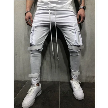 Moomphya Strani velik žep moških joggers hlače Ulične hip hop sweatpants pantalon homme Trakov hlače moški Slim Fit hlače moški