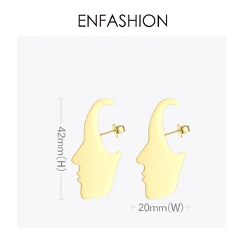 ENFASHION Punk Klasičnih Obraz Stud Uhani Za Ženske Zlata Barva Izjavo iz Nerjavečega Jekla Earings Modni Nakit Oorbellen E1118