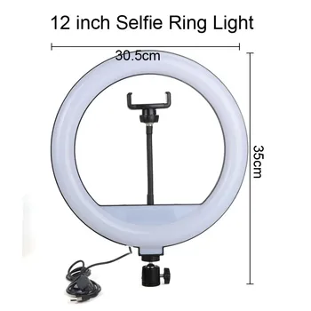 12 Inch 30 cm Obroč Svetlobe LED Selfie Zatemniti YouTube Foto Video Kamero Telefona Ličila Živo Izpolnite Debelo