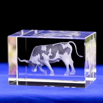 Kristalno obrt K9 pregleden crystal cube krava kristalno znotraj živali carving prikaz ustvarjalne spominkov