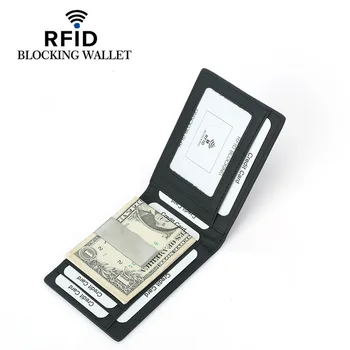 RFID Denarnica Blokira za Moške iz Ogljikovih Vlaken Denarnica z ID Okna Slim Bifold Sprednji Žep za Denarnico z Denarjem Posnetek