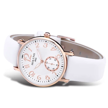 HOLUNS medicinska sestra gledal top blagovne znamke ure za ženske, luksuzno usnje quartz watchband bel Digitalni zapestje gledati Ženska ure 2019