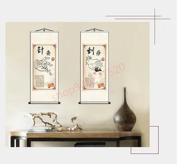(po meri) Tradicionalni Kitajski medicini zdravje muzej kozmetični salon, zdravstvenega varstva, obešanje slik, svila dekoracijo sten plakat