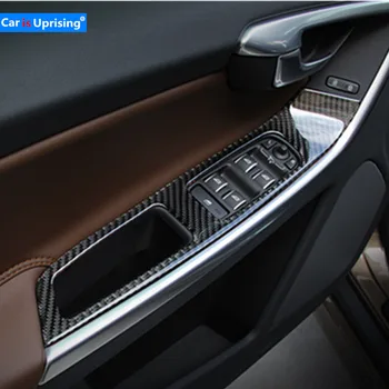 Ogljikovih vlaken Avto styling vrata armrest plošča pokrov trim steklo dvignite nalepke za Volvo XC60 S60 V60 auto Dodatki