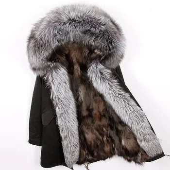 2018 naravnih lisica krzno linijskih dolgo vrhnja oblačila zimsko jakno rakun krzno oblog big pravi lisica krzno ovratnik plašč parkas