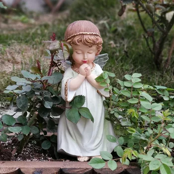 Vrt Figur Smolo Angel Kip Zunanji Dekorativni Srčkan Veren Dekle Kiparstvo Za Mizo Vrt Dekor Doma Ornament