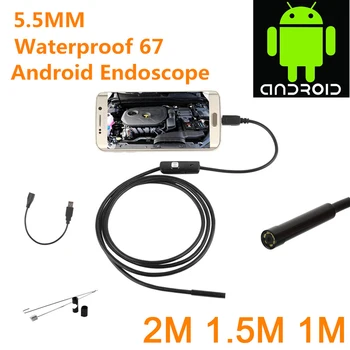 Endoskop Fotoaparat 5,5 MM 2v1 Micro USB Kamera Mini Kamere, Nepremočljiva 6 LED Borescope Pregledovalna Kamera za Android