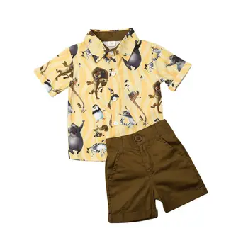 Fant Obleke 2PCS Otroci Baby Boy, Gospod Formalnih Oblačil, Živali, Vrhovi +Hlače, Obleke Poletje