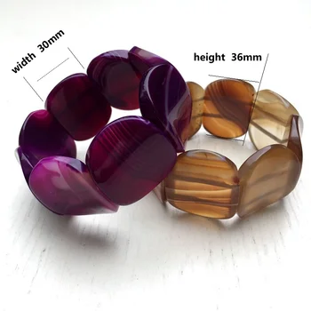 Edinstven hip-hop nakit več barvnih stripes Bocvana agates kroglice gem Elastično Zapestnico konkavno obliko