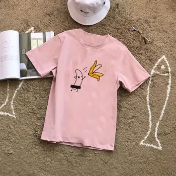 Camisetas Verano Mujer 2019 Harajuku Kawaii Banana Estetske Letnik Nekaj Majica S Kratkimi Rokavi Ženske Modi Priložnostne Tiskanja Kratek Sleeve Zgornji Del