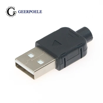 50/100 kos veliko Moški Tip A 4p USB Priključek Plastične Lupine Jack Rep Plug Črna Priključki PCB Priključki DIY