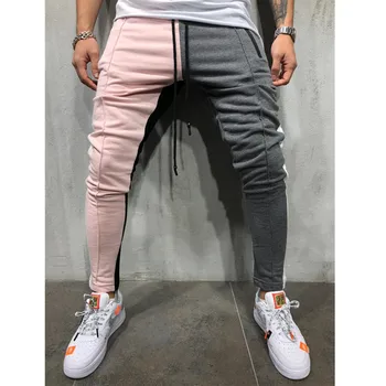 Moške priložnostne športne hlače mozaik barve hip-hop fitnes hlače 2019 nov slog