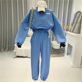 Long Sleeve Športno Obleko za Ženske do leta 2020 Poletje Nov Modni Pulover, Hlače Priložnostno Obleko, dvodelno,