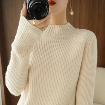 2020 pozimi novo turtleneck pulover ženske, volna plesti pulover Vrh priložnostne plus velikost kašmir toplo čiste barve, osnovne puloverji
