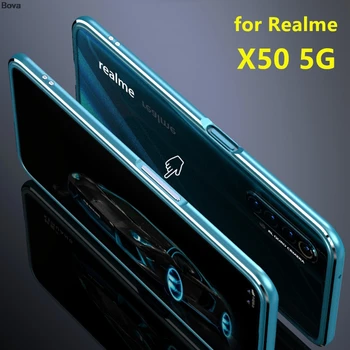 Luksuzni Ultra Tanek aluminij Odbijača Primeru Za NASPROTNEGA Realme X50 5G Primeru 6.57-cm + 2 Film (1 Spredaj +Zadaj 1)