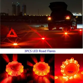 4pcs Avto Auto LED Cesti Rakete Sili Disk Varnost Lučka Utripa Cesti Svetilnik Opozorilo Močno Magnetno Varnostne zapore, Lučka