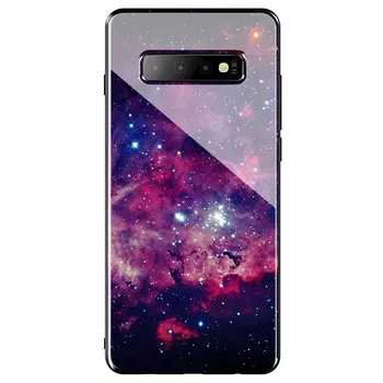 Vijolična Space Star, Kaljeno Steklo Primeru Telefon za Samsung Galaxy S20 Ultra S10 + S8 S9 S7 Rob Opomba 8 9 10 Plus, Lite