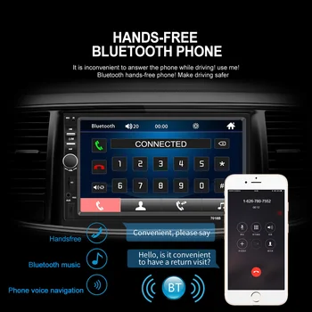 VCACA 7 palčni HD Bluetooth Avto Multimedijski Predvajalnik MP5 USB/TF/AUX 2-Din FM Radio, Auto Stereo Audio Podpora za Android/IOS Ogledalo Povezavo
