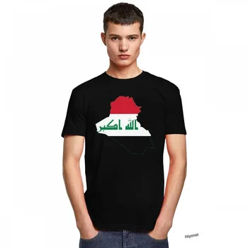 Iraški Iraku Zastavo Zemljevid Mens T Shirt Bombaž Tee Vrhovi okoli Vratu Kratek Rokav Moda Tshirt Oblačila, Casual Osnovno T-majice